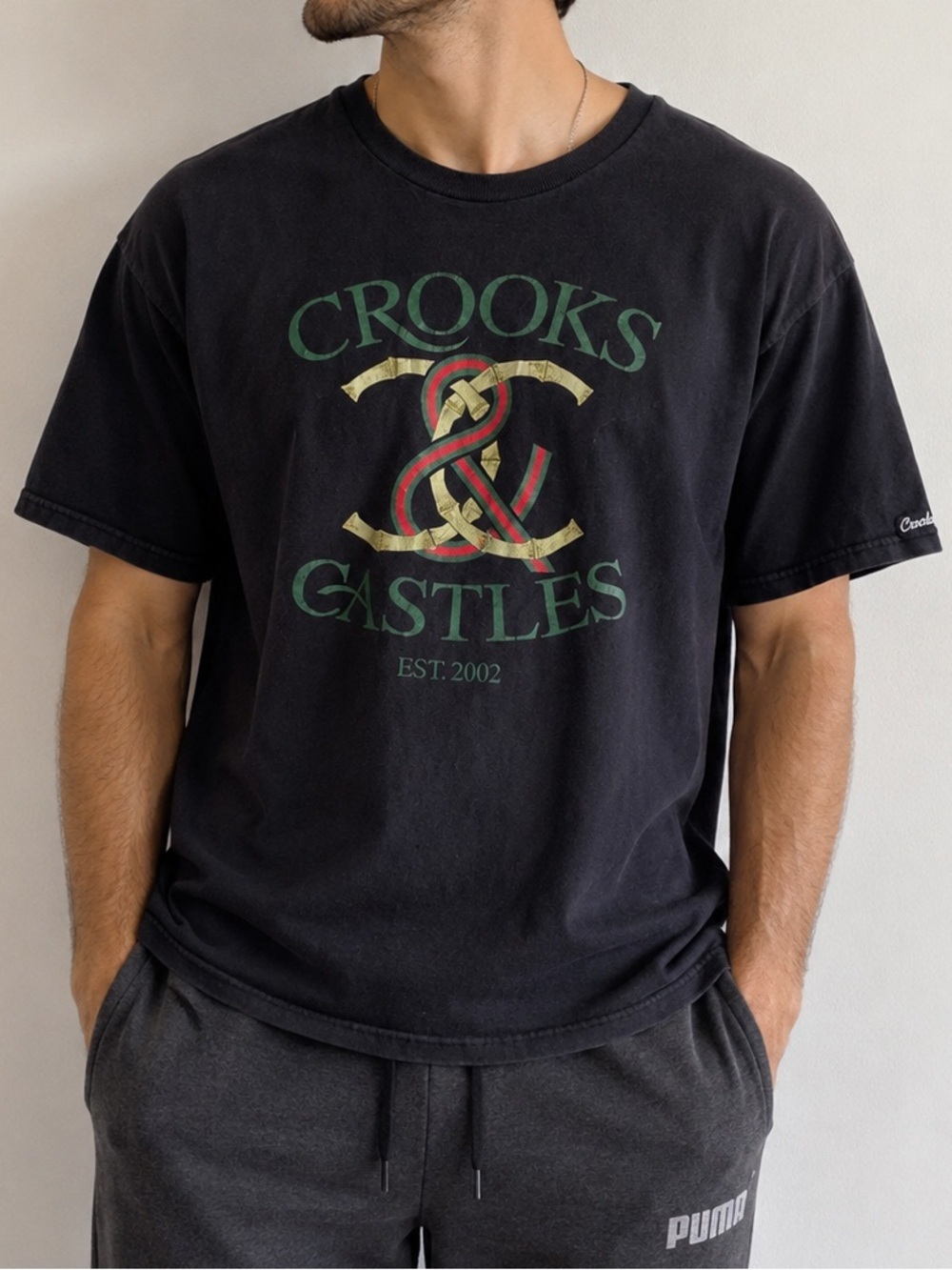 Crooks & Castles Graphic Logo T-Shirt Black 100% Cotton Men’s Size Large